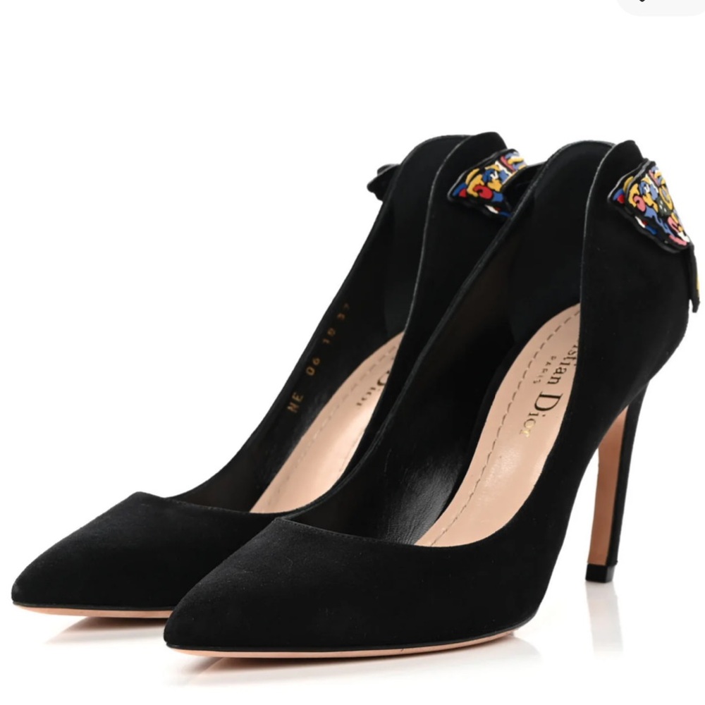 CHRISTIAN DIOR Suede D-Butterfly Pumps - Sz 36.5 Black